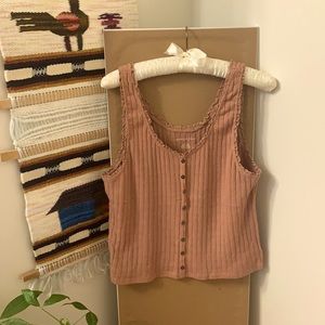 Pink Ruffle Edge Tank Top